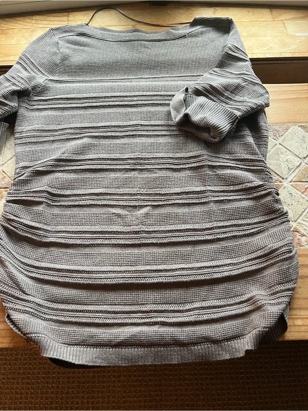 Apt. 9 Brown Knit Striped Crew Neck Pullover Sweater W Size M Long Sleeve # 461